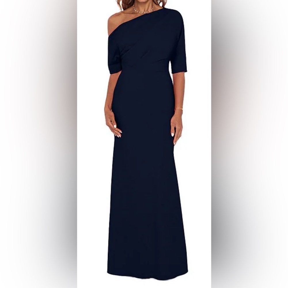 Elegant Navy Blue Formal Scuba Dress